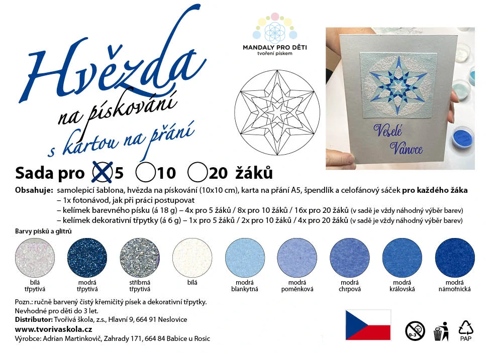 Hvězda s kartou na přání pro 5/10/20 žáků