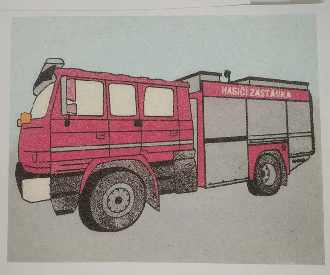 HASIČSKÉ AUTO pro Obec Zastávka / 12x15 cm