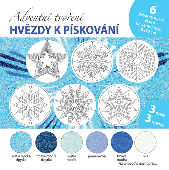sada Vánoční HVĚZDY – SVĚTLE MODRÉ / 10x10 cm