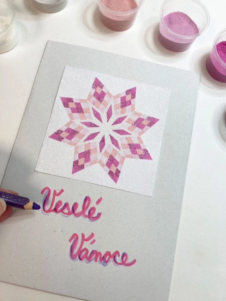 sada Vánoční HVĚZDY – RŮŽOVOBÍLÉ / 10x10 cm