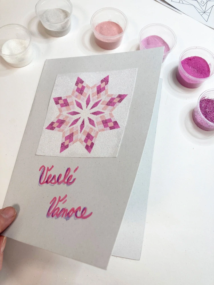 sada Vánoční HVĚZDY – RŮŽOVOBÍLÉ / 10x10 cm